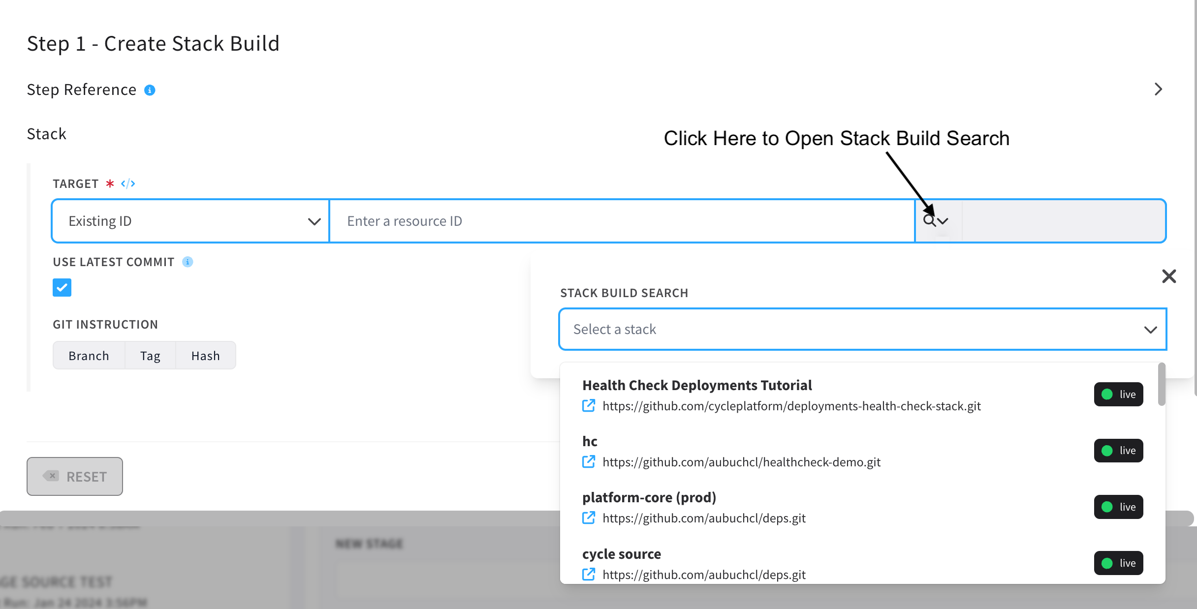 Stack Build Search