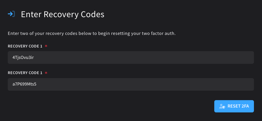 2fa enter codes