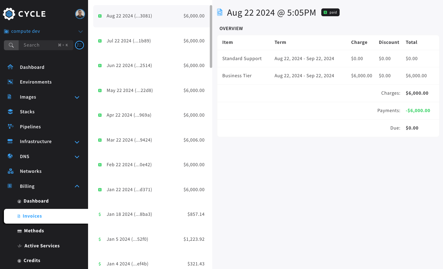 invoices navigation