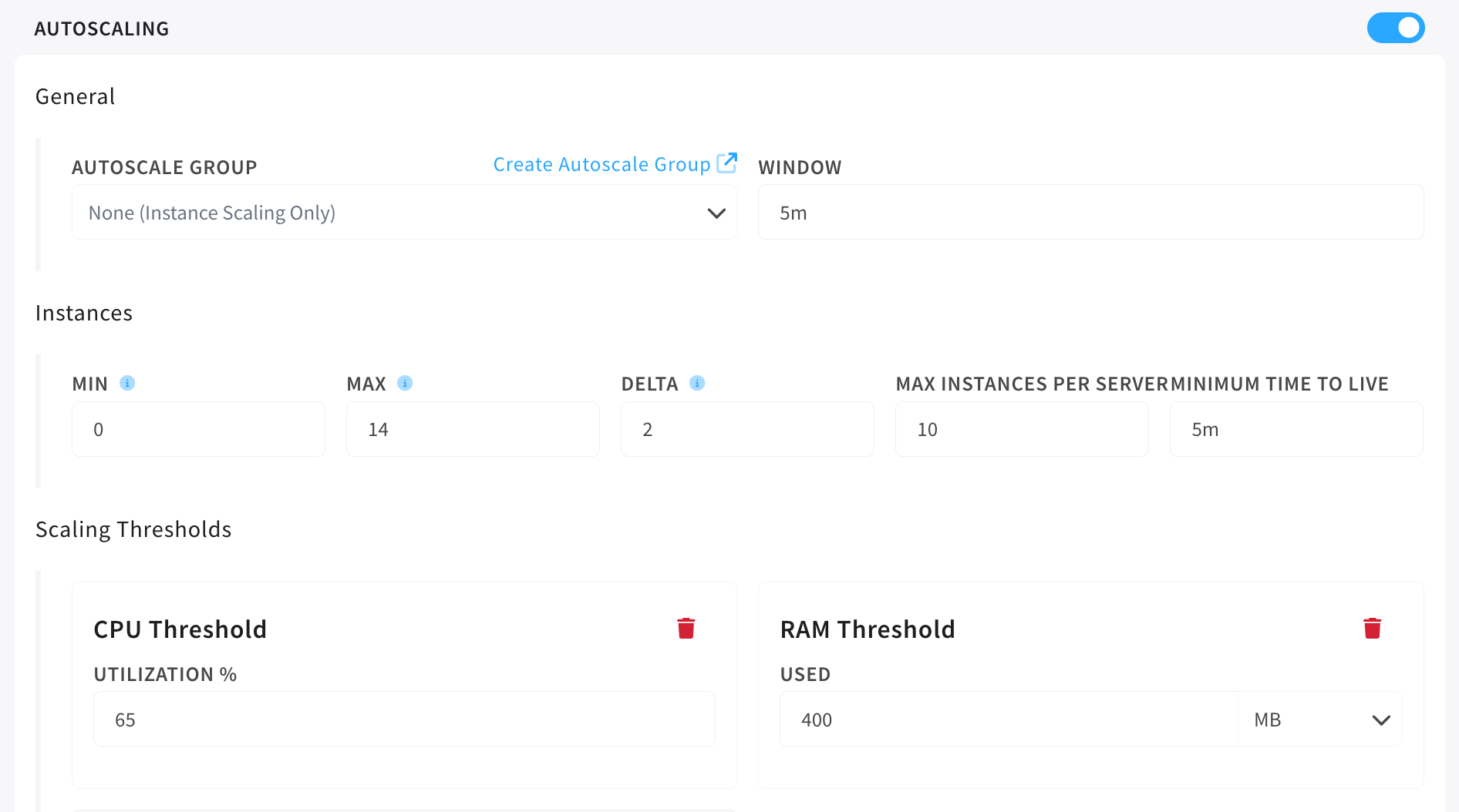 auto scaling form