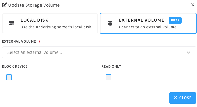 container external volume config