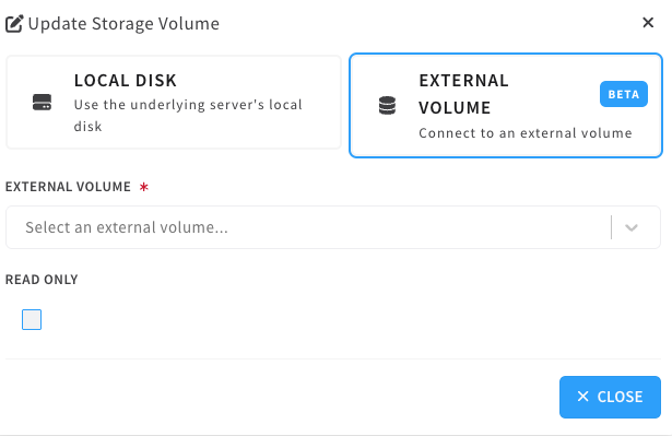 virtual machine external volume config