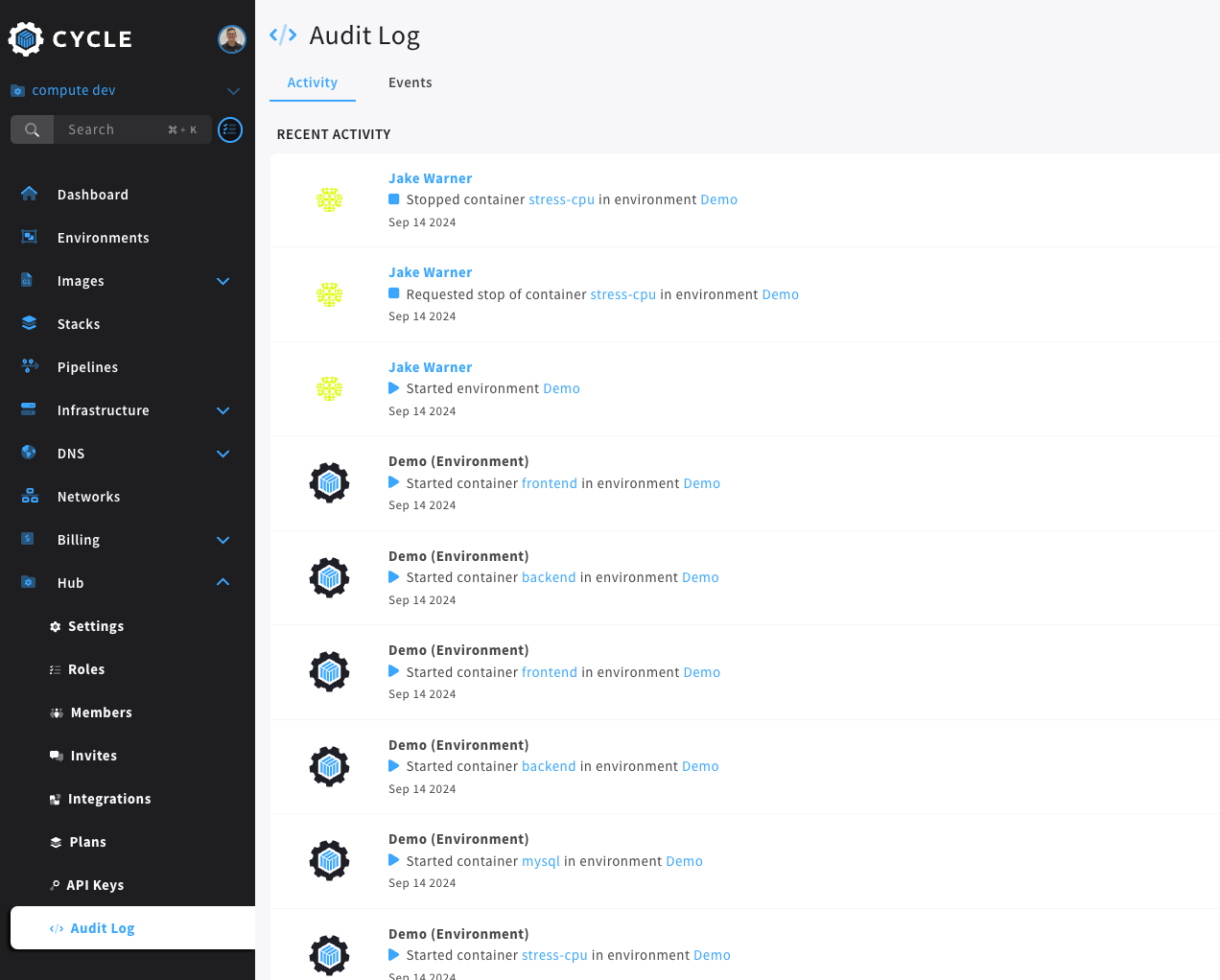 audit log navigation