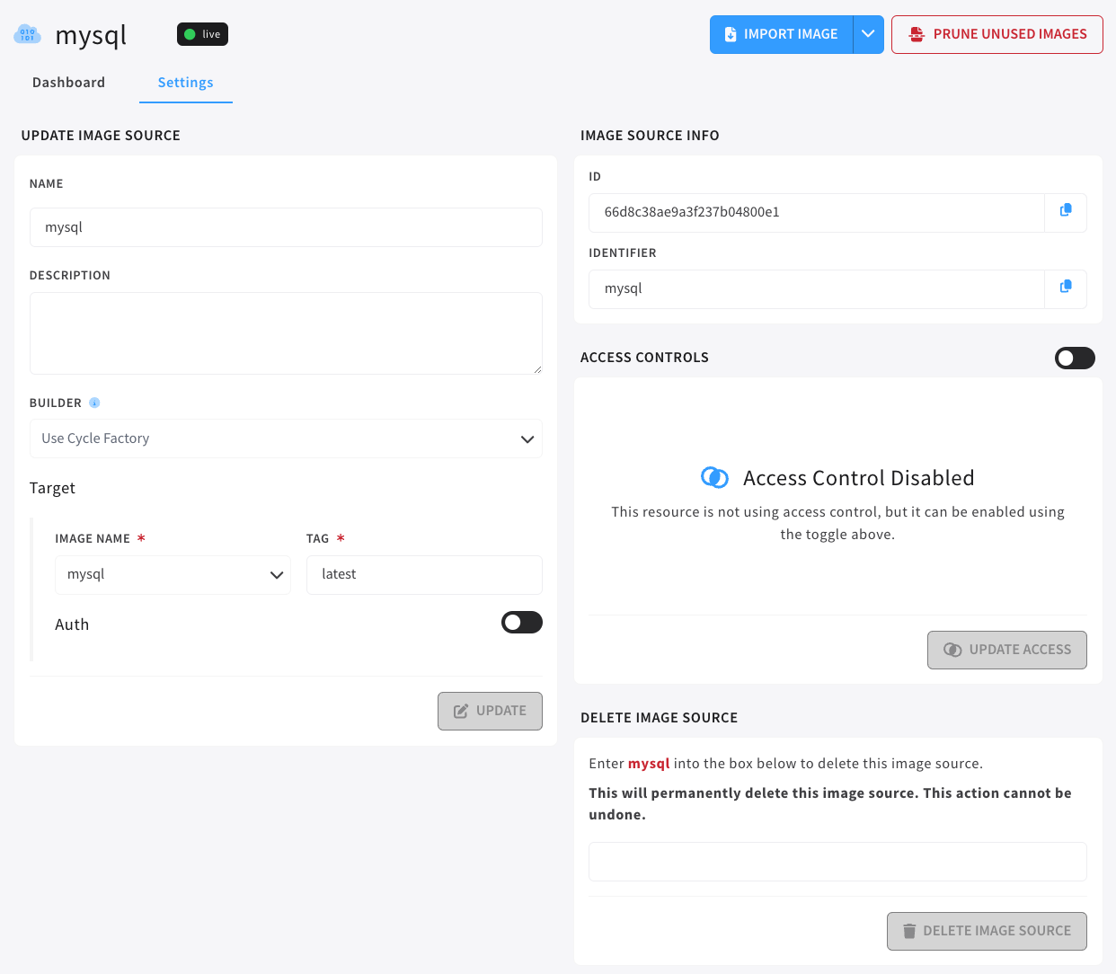 image source settings