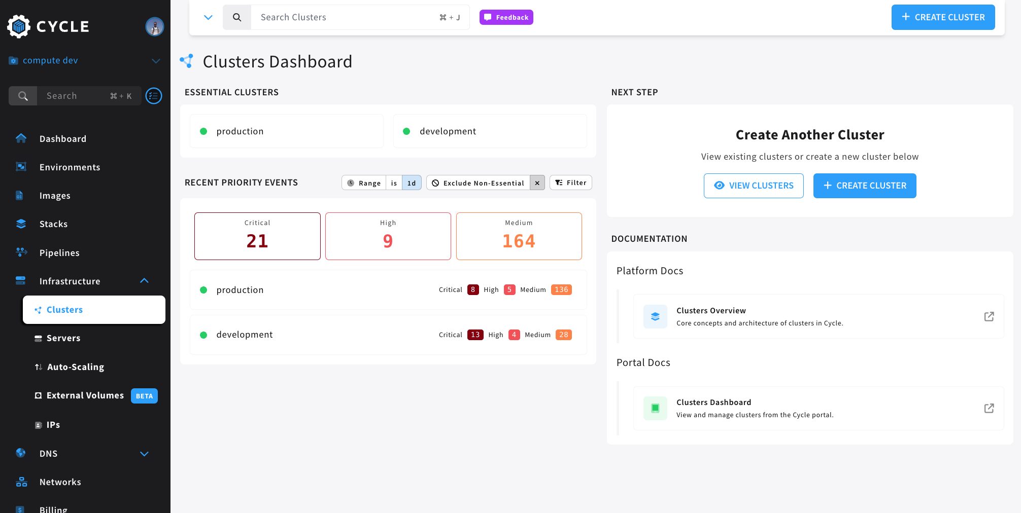 cluster dashboard