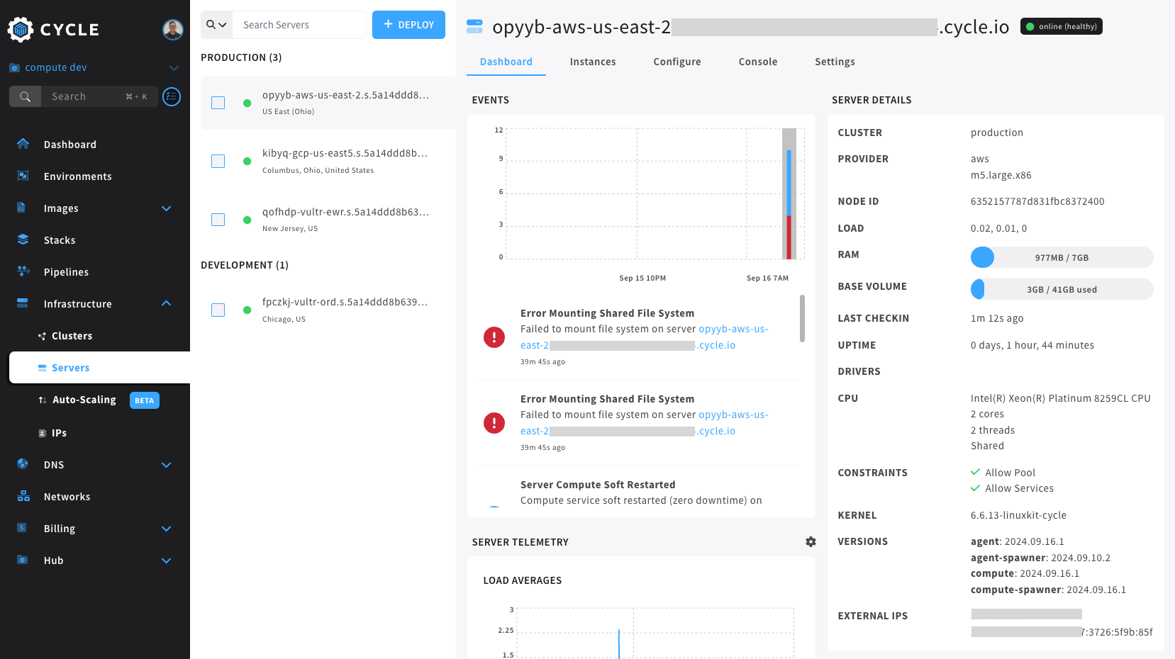 servers navigation