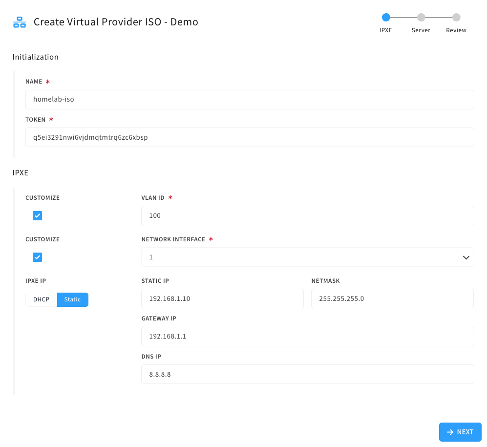 custom iPXE options